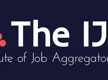 Logo of The IJA, the Institute of Job Aggregators, on a dark blue background